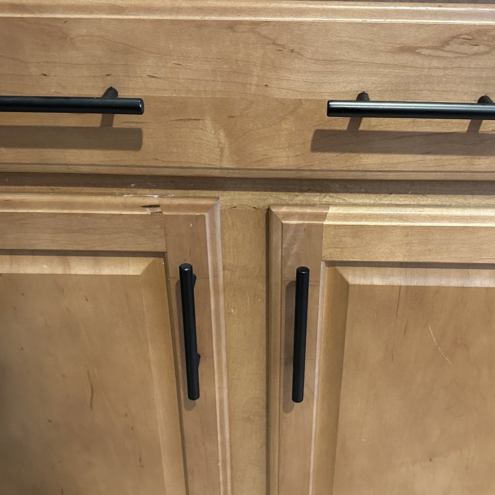 Solid SS Euro Cabinet Pulls Matte Black 3-3/4" Hole Centers-7-Open Box CAULDHAM